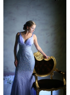 Lavender Plung V-Neckline Plus Size Evening Dresses