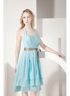 Light Blue Halter Bridesmaid Gown 2012 Spring