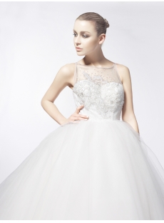 Luxurious 2014 Ball Gown Wedding Dresses with Illusion Neckline