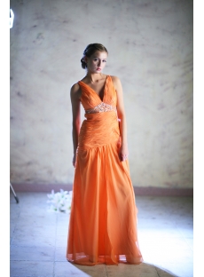 Orange Plunge Plus Size Prom Dresses 2013