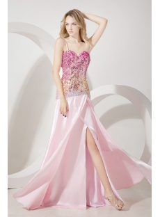 Pink Colorful Sequins Sheath Evening Dress