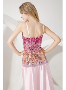Pink Colorful Sequins Sheath Evening Dress