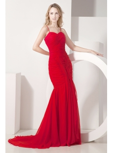Red Mermaid Formal Evening Dress with Straps