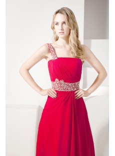 Red One Shoulder Romantic Vintage Evening Dress