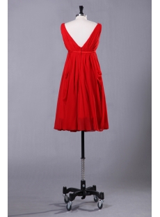 Red Plunge Short Tea Length Plus Size Evening Dress