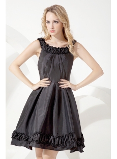 Scoop Modest Black Short Graduation Dress 