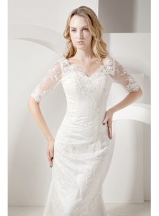 Sheath Lace Mormon Wedding Dresses with Sleeves
