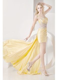 Short Yellow Sweet Sixteen Dress with Detachable Train