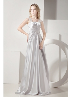 Silver Long Plus Size Prom Gown for Cocktail Party