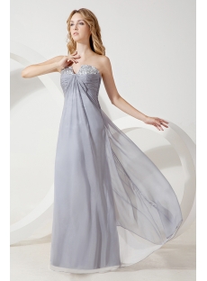 Silver Long Pregnant Bridesmaid Gown