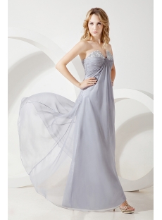 Silver Long Pregnant Bridesmaid Gown