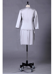 Silver Long Sleeve Short Mother of the Bride Dresses