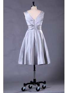 Silver Short Formal Evening Dress with Tea Length