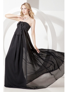 Simple Strapless Black Chiffon Maternity Prom Gown