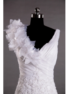 Spring Cheap V-neckline Wedding Dress with Floral