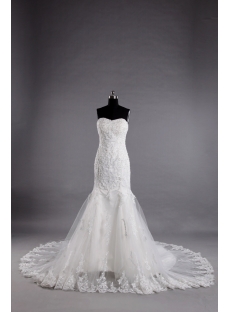 Sweetheart Modest Lace Sheath Bridal Gown with Lace up