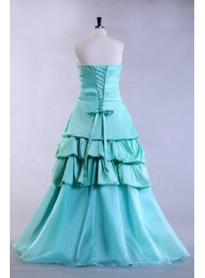 Teal Blue Pretty Plus Size Quince Gown with Corset