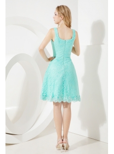 Teal Lace Short Beach Wedding Gown