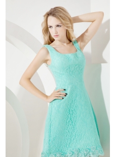 Teal Lace Short Beach Wedding Gown