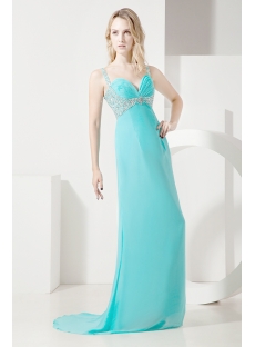 Teal Plus Size Prom Gown with Straps