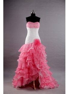 White and Pink Best Quinceanera Dress with Slit Front