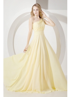 Yellow One Shoulder Plus Size Party Dress