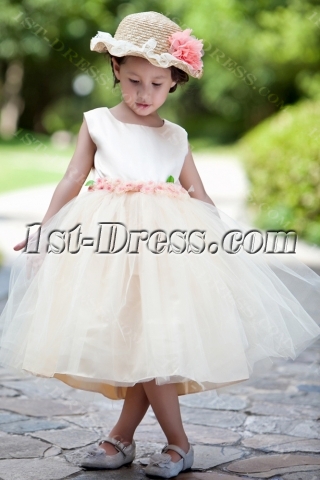 Ivory and Champagne Romantic Flower Ball Gown Dress with Flowers