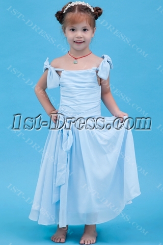 Lovely Blue Flower Girl Dress with Straps