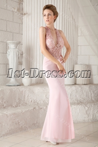 Pink Sexy Illusion Summer Evening Dress with Halter