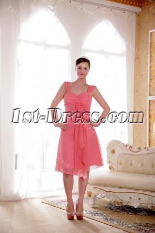 Water Melon Plus Size Homecoming Dress with Straps