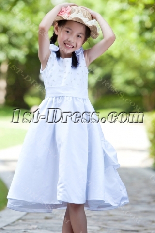 White Formal Simple Girls Party Dress Cheap