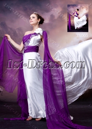 White and Purple Unique One Shoulder 2013 Evening Dress