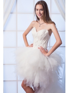 2014 Feather Luxury Short Summer Beach Wedding Dress with Train