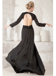 Black Long Sleeves Sexy Backless Evening Dress