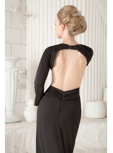 Black Long Sleeves Sexy Backless Evening Dress