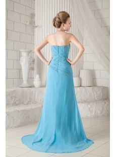 Blue Chiffon Strapless Pretty Prom Dress
