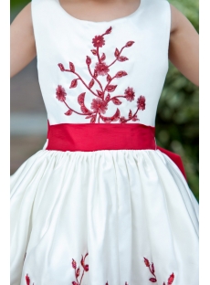 Burgundy Embroidery Cheap Short Flower Girl Dress