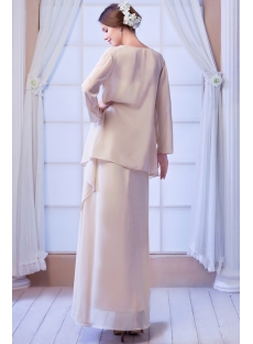 Champagne Chiffon Mother of Groom Dress with Long Sleeves