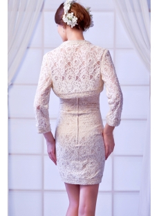 Champagne Lace Mini Bridal Gowns with Jacket