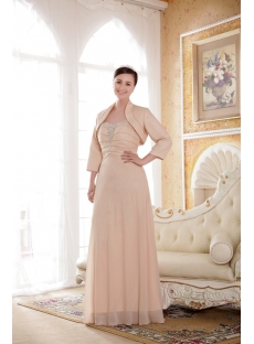 Champagne Mother of Bride Dress with Long Sleeves Jacket
