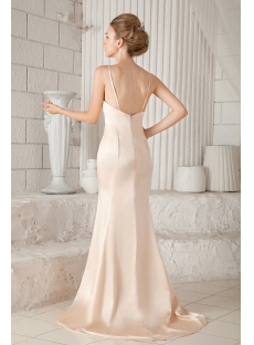 Champagne Plunge Simple Beach Bridal Gowns with Spaghetti Straps