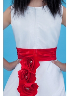 Classic Ankle Length Red Flower Girl Dress