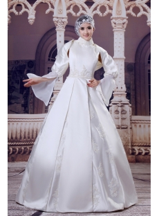 Detachable Long Sleeves Muslim Bridal Ball Gown