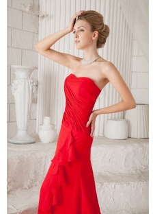 Elegant Red Long Chiffon Evening Dress