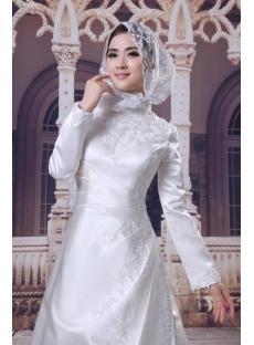 Elegant Satin A-line Muslim Bridal Gown