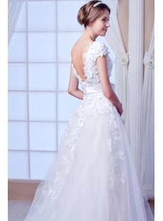 Floral Luxury Wedding Dress with V Back