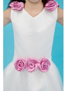 Fuchsia V-neckline Flower Girl Dress Cheap