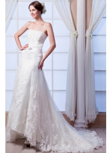 High-low Lace Casual Wedding Dress with Train