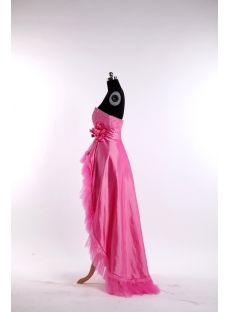 Hot Pink Romantic Cocktail Dress with High-low