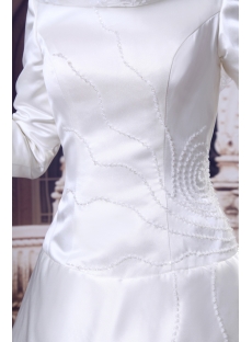 Ivory 3/4 Long Sleeves Islamic Wedding Dresses